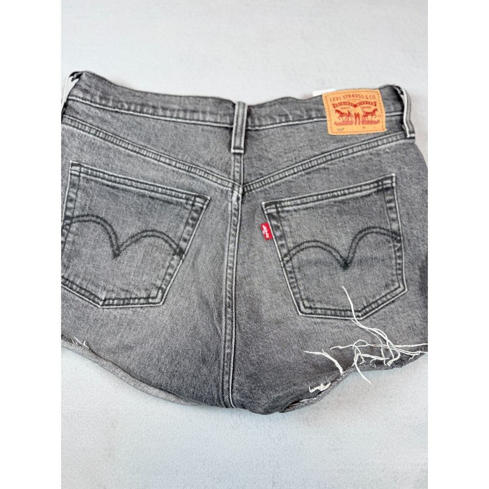 Levi's 501 Women's Denim Cutoff Shorts Size 28 Gray Black Distressed High Rise - Picture 5 of 8